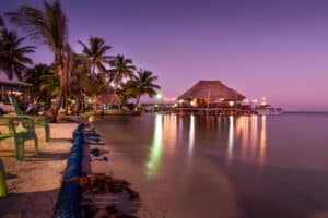 Sunset near Blue Tang Inn, one of the best Ambergris Caye Resorts