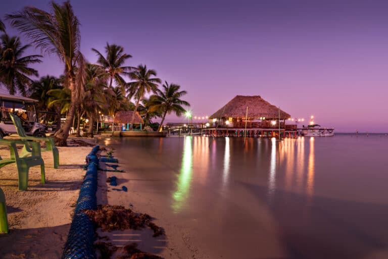 Sunset near Blue Tang Inn, one of the best Ambergris Caye Resorts